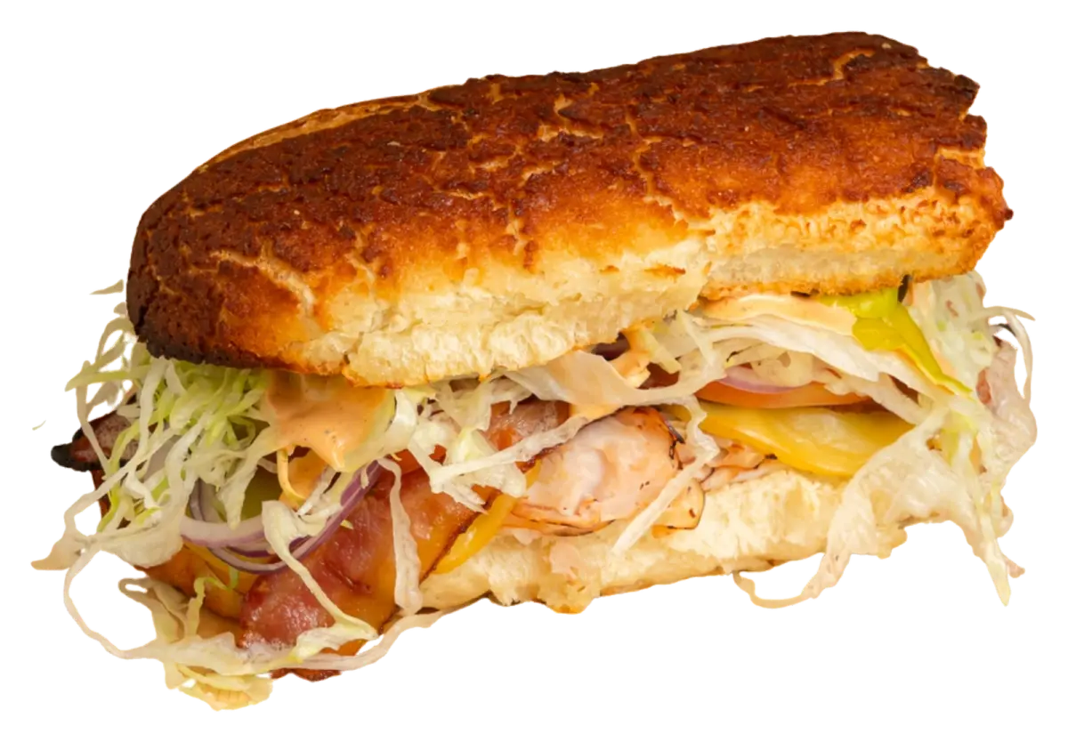 The Wild One sandwich with honey maple turkey, gouda, bacon, and pesto
